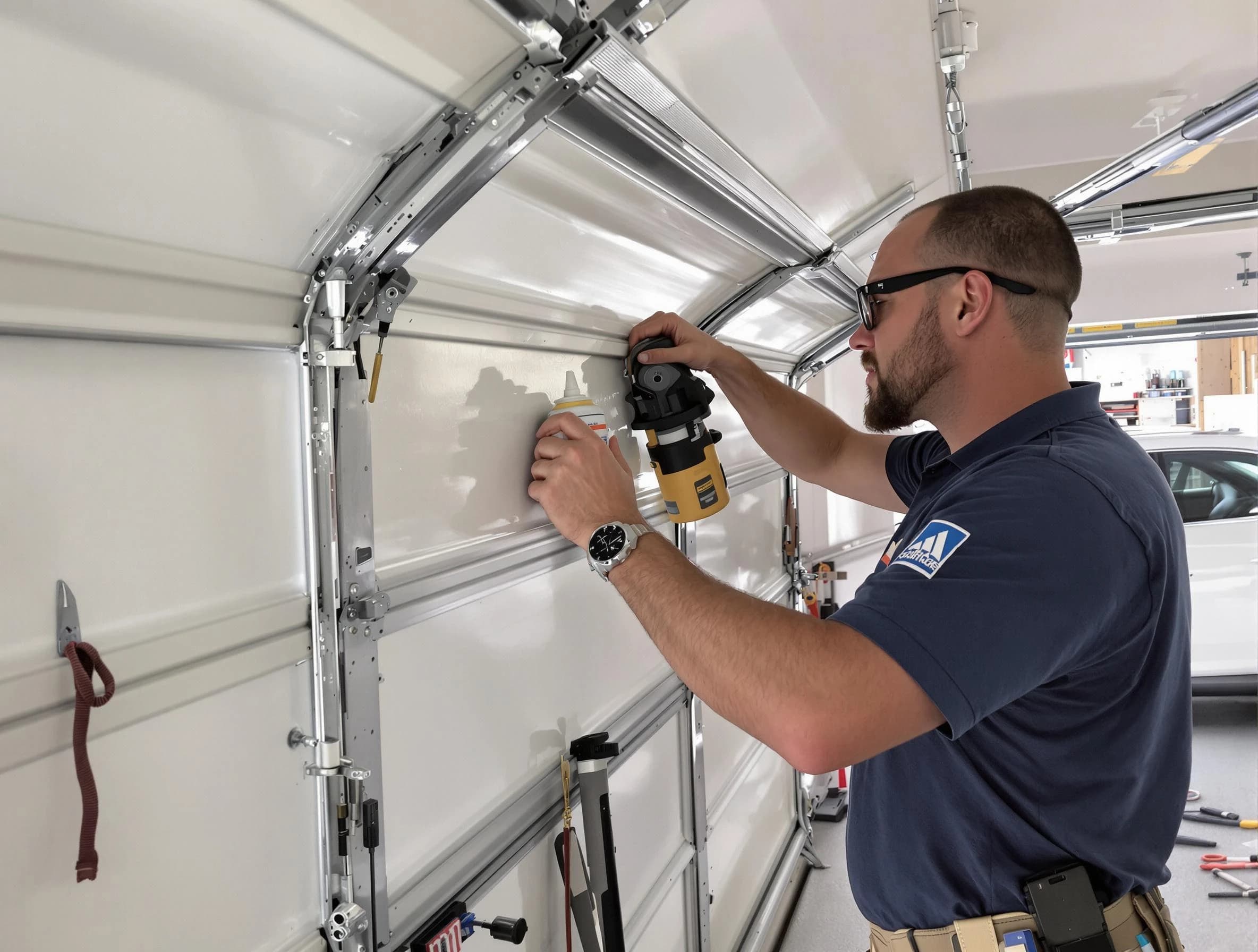 White House Garage Door Repair technician performing comprehensive noise reduction service in White House