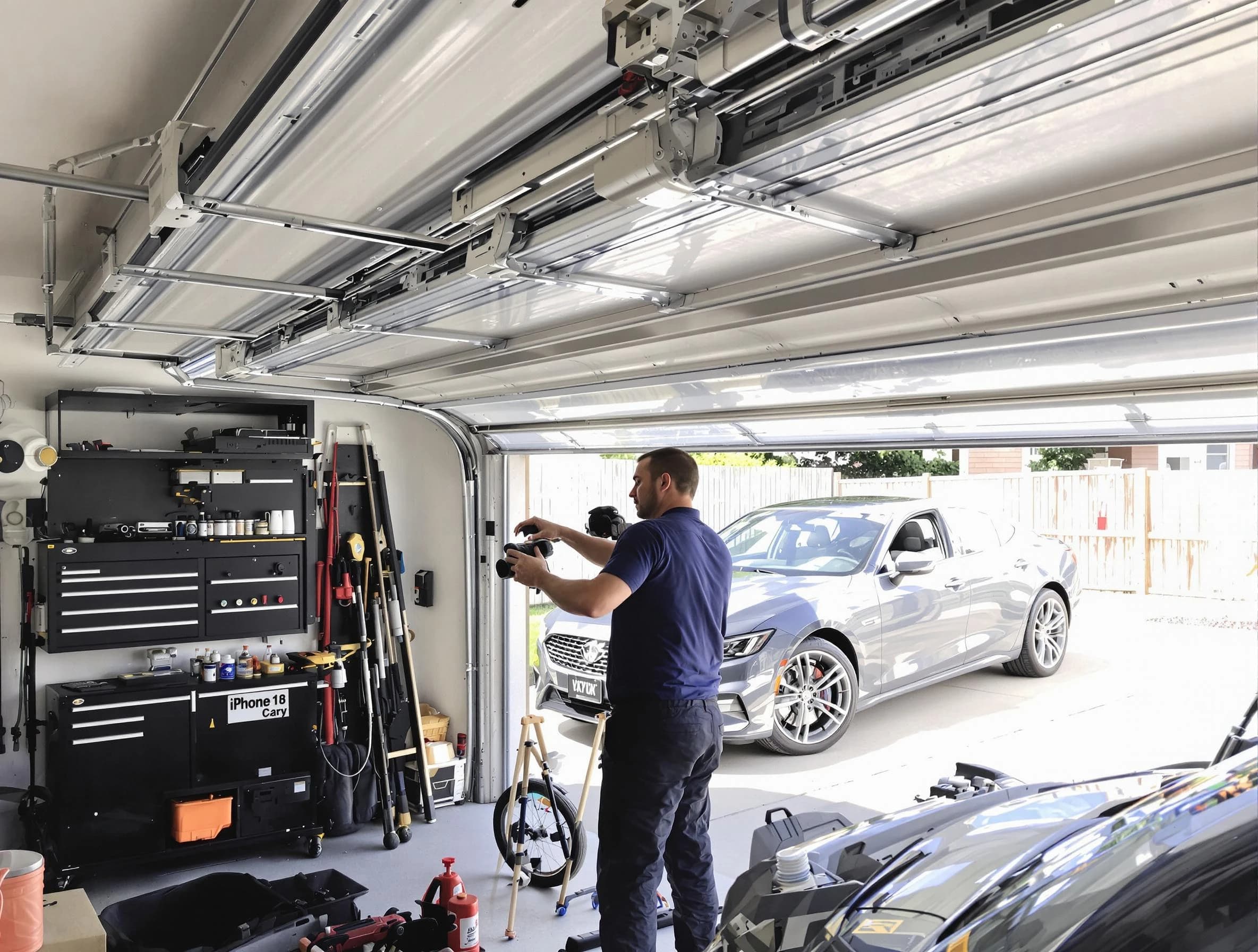 White House Garage Door Repair technician fixing noisy garage door in White House