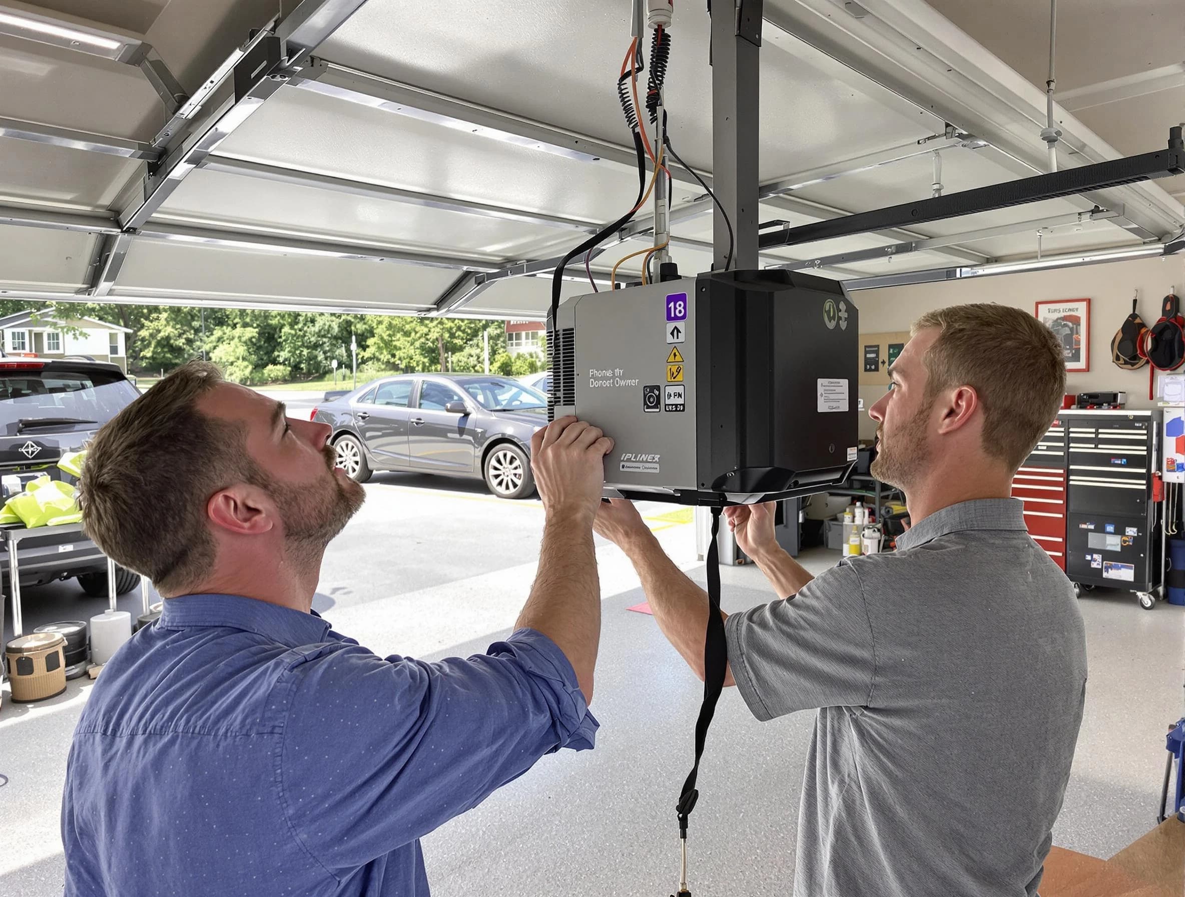 White House Garage Door Repair technician installing garage door opener in White House