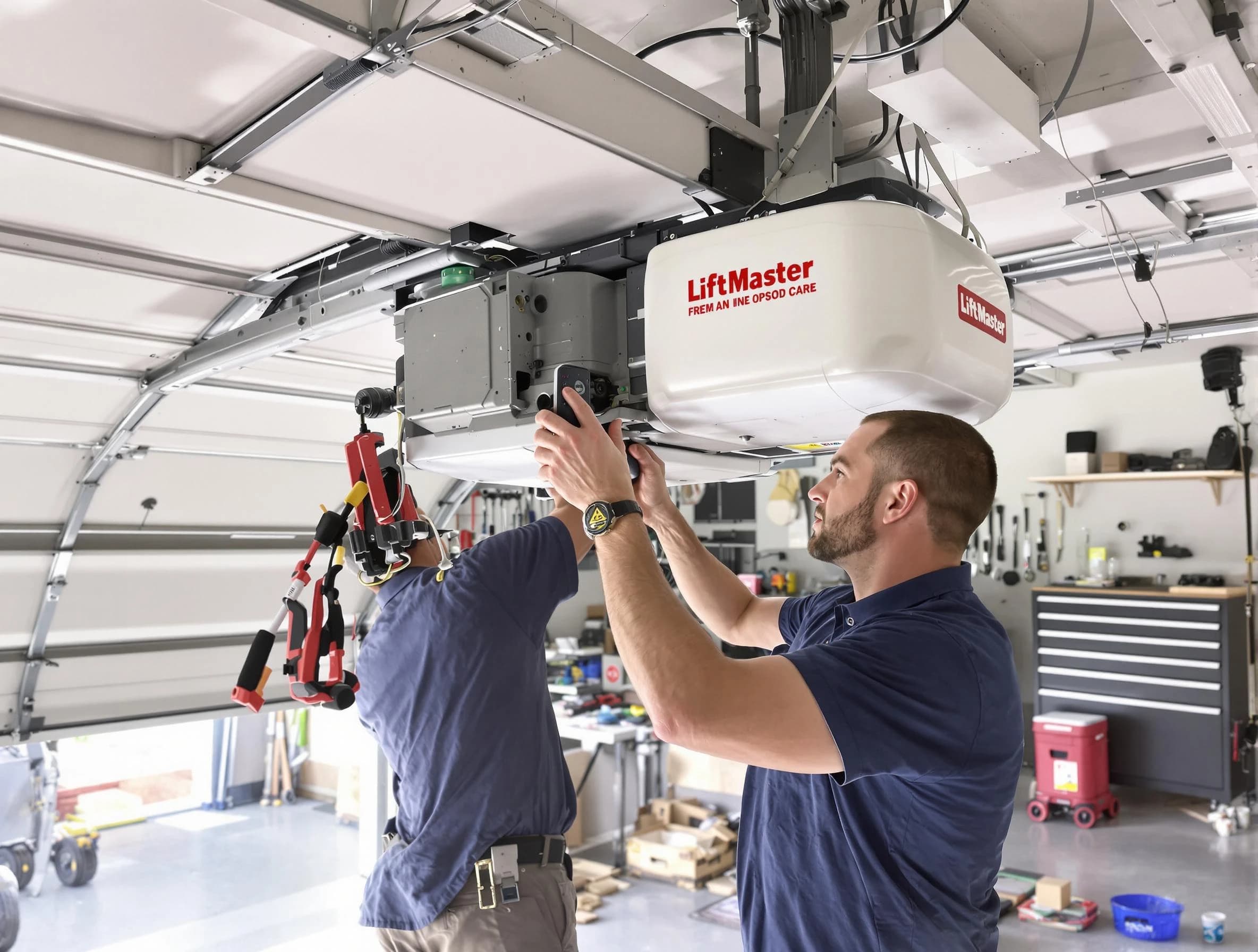 White House Garage Door Repair technician performing advanced diagnostics on garage opener in White House