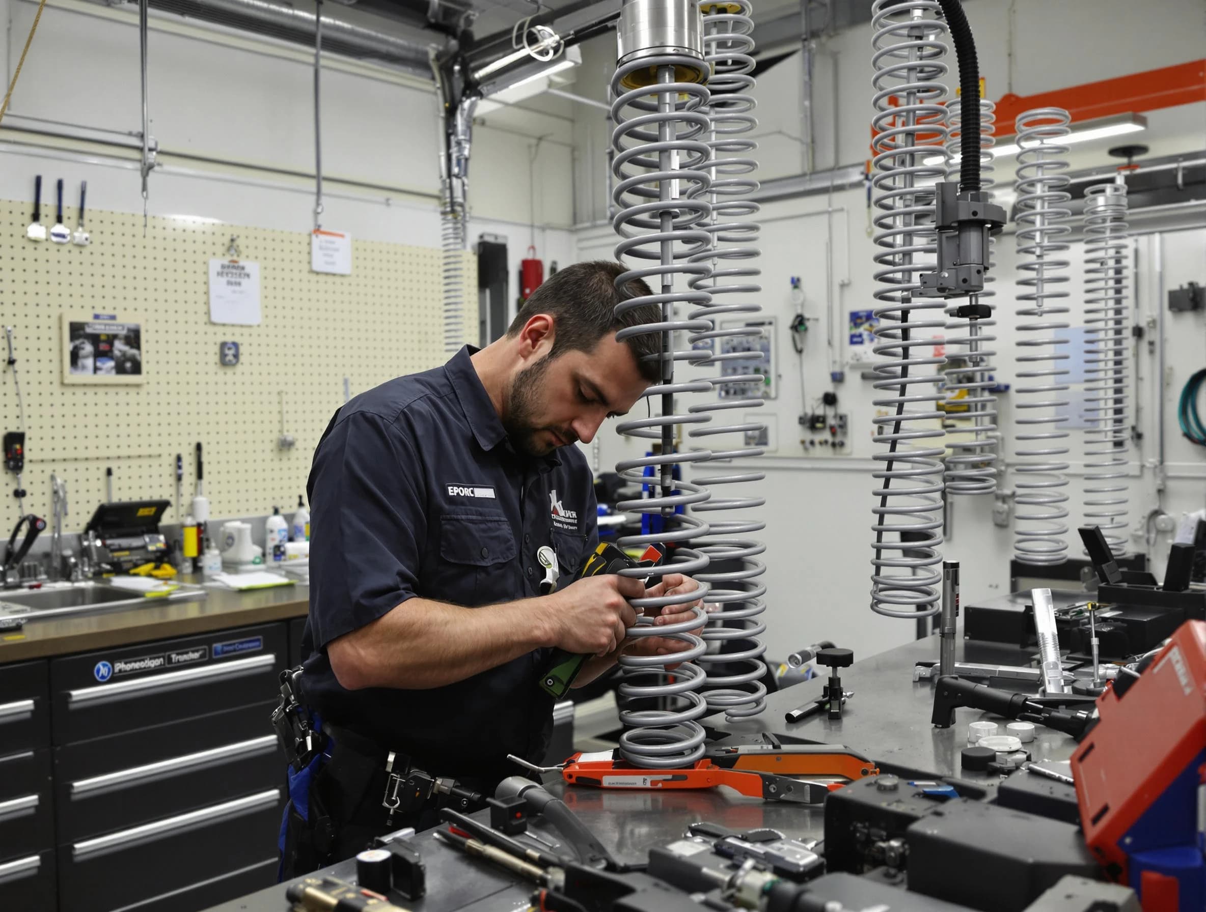 White House Garage Door Repair technician performing spring repair in White House