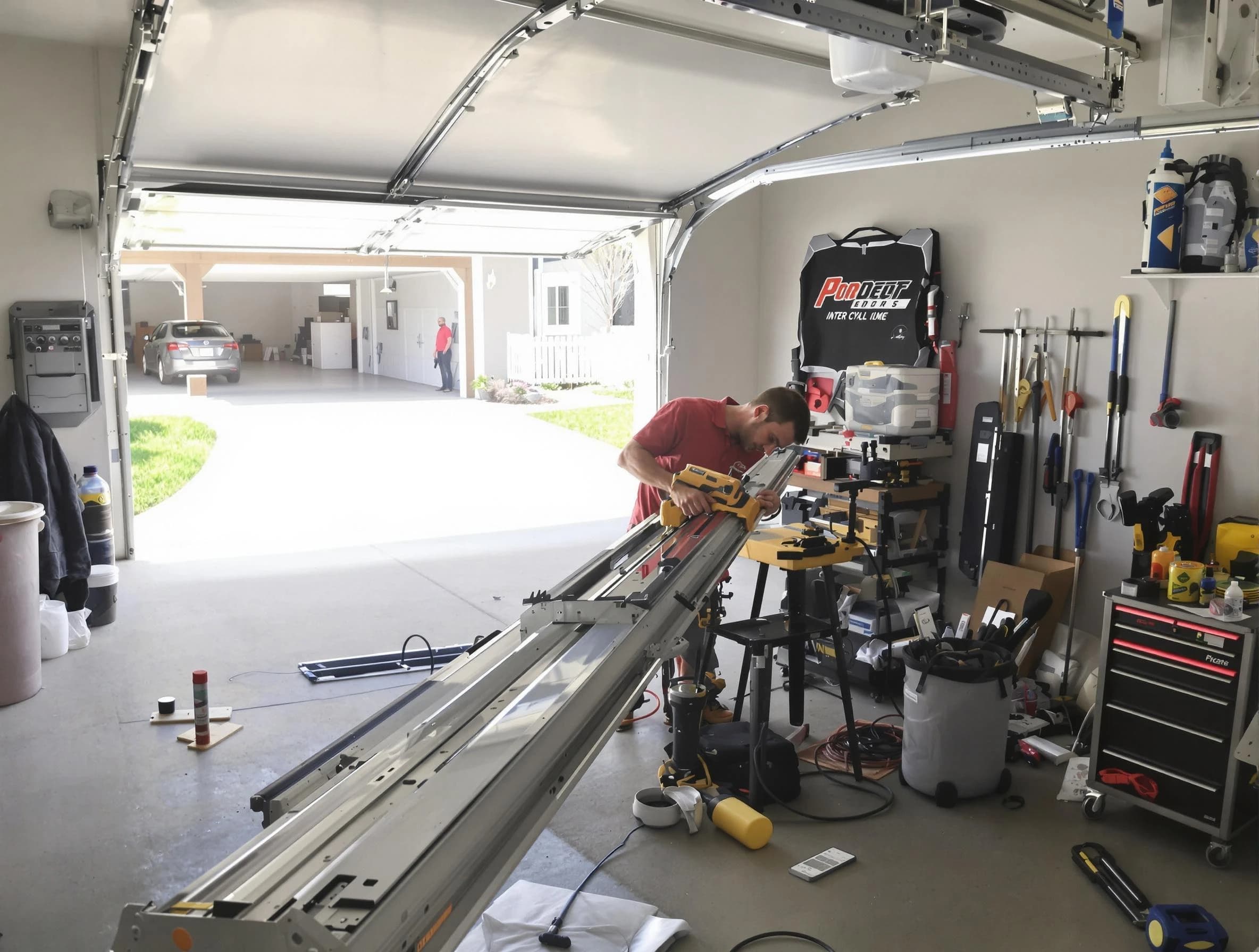 White House Garage Door Repair expert performing track repair in White House