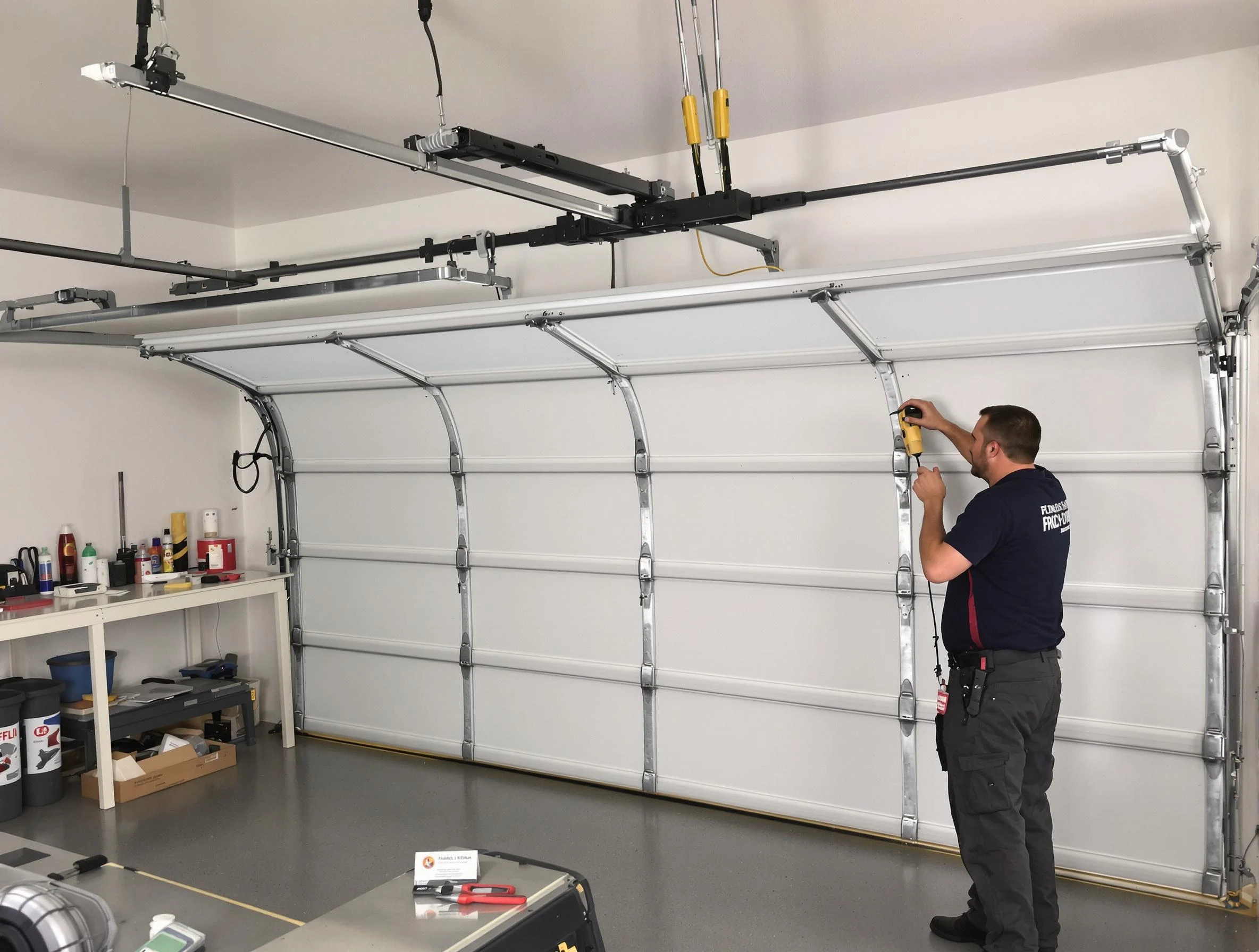 White House Garage Door Repair certified technician performing overhead door system repair in White House