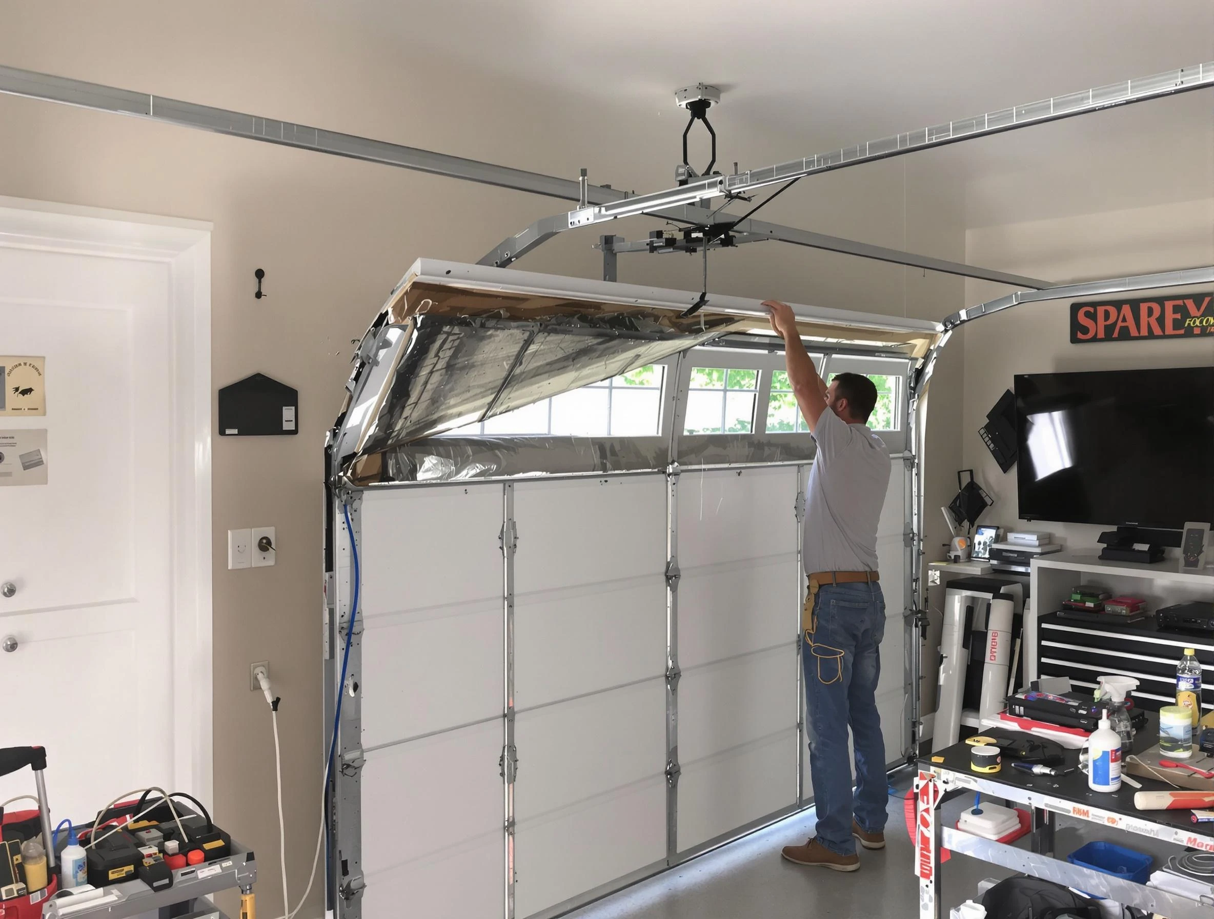 Garage door section replacement by White House Garage Door Repair in White House